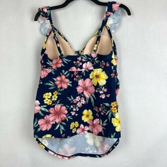 𝅺Isabel Maternity by Ingrid Floral Print Peephole Tankini Top Size L - Picture 5 of 7